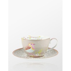 Early Birds Haki Porselen İkili Çay Fincanı