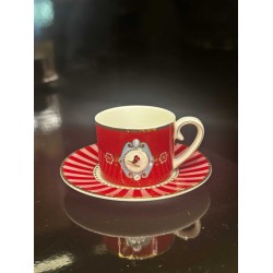 Love Birds Kırmızı Madalyon Kahve Fincanı 