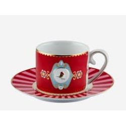 Love Birds Kırmızı Madalyon Kahve Fincanı 