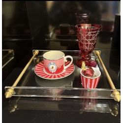 Uzun Pirinç Kulplu Tek Kişilik Pleksi Tepsi