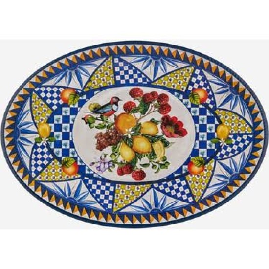 Chiara Alessi Portofino Mavi Meyveli Oval Tabak 50 cm