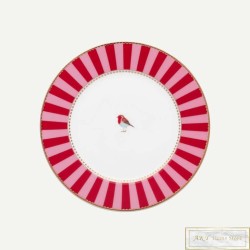 Love Birds Kırmızı Pembe Çizgili Kek Tabağı 17 cm Love Birds Kırmızı Pembe Çizgili Kek Tabağı 17 cm