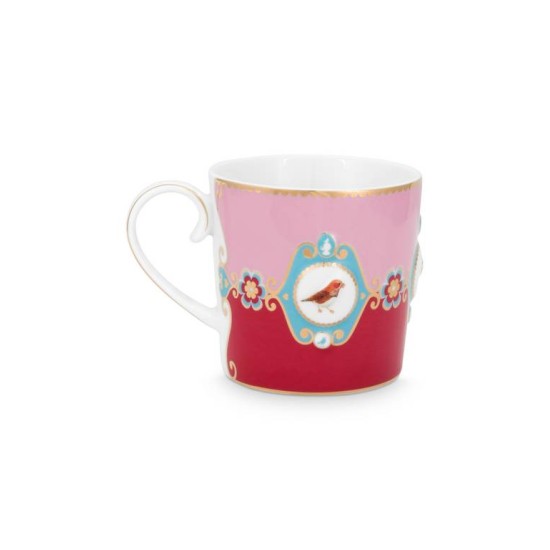 Love Birds Kırmızı Pembe Madalyon Mug Kupa 150 ml